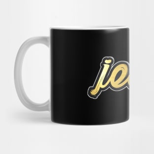 Shiny black and Gold JESUS word ver8 Mug